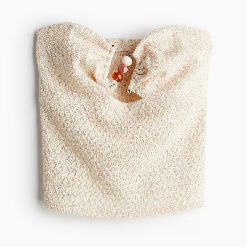 H&M Beige Textured Tube Top with Colored Beads